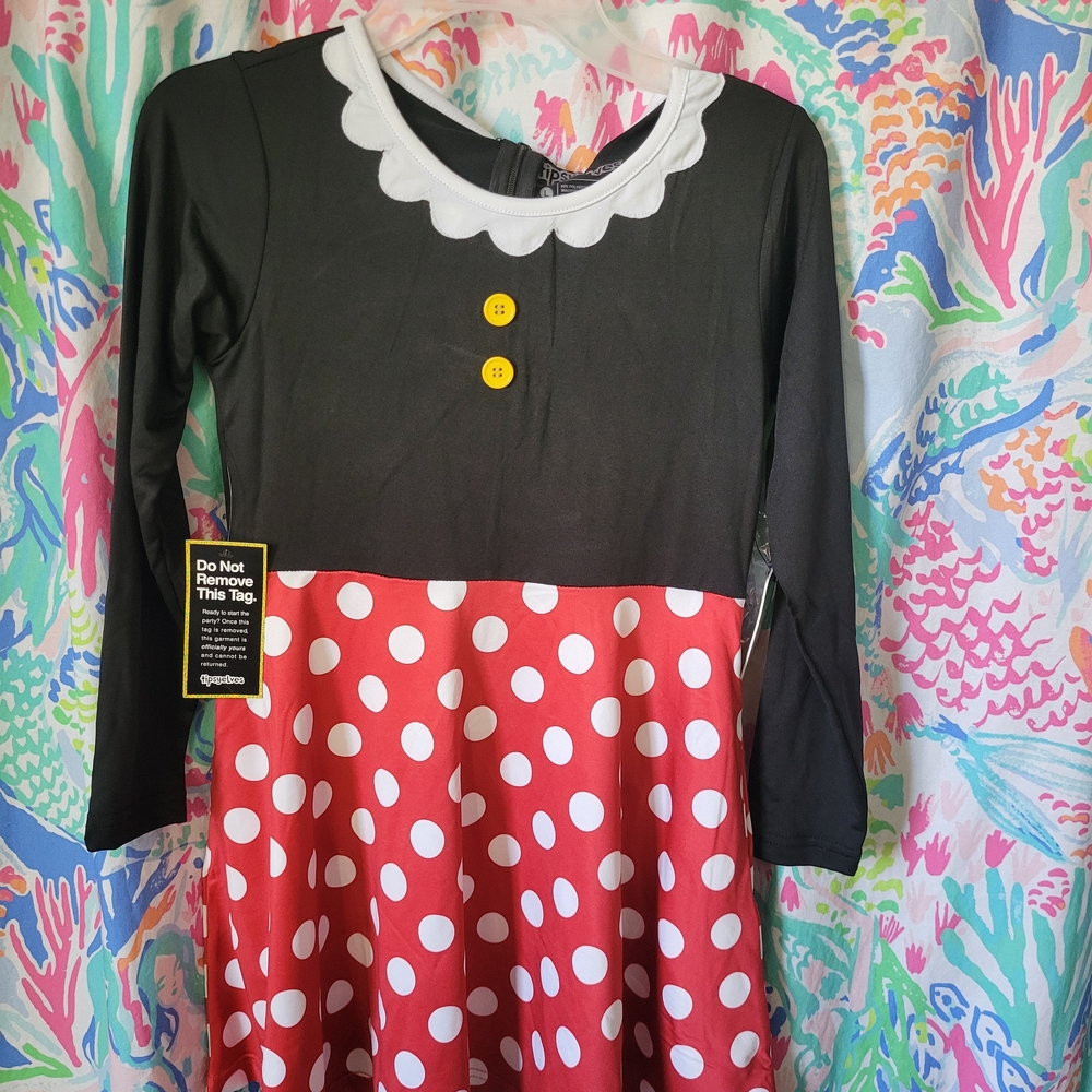 Tipsy Elves Black and Red Polka Dot Kids Dress Minnie Mouse Large